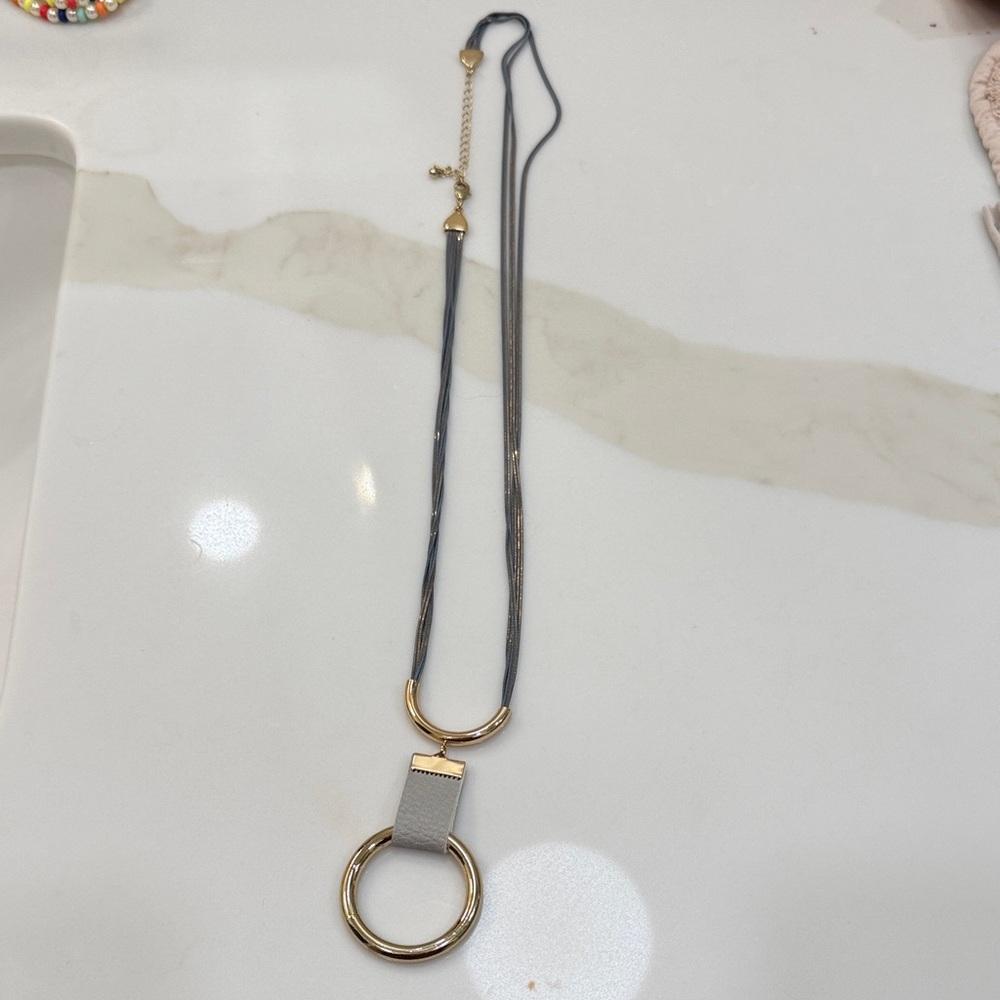 Gold and Gray Pendant Necklace